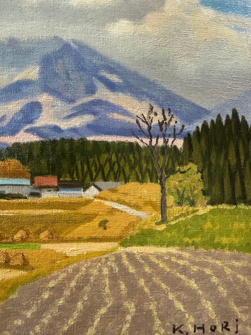 真作 保利勝弥 「雲にかかる九重山山麓」 F4コンパクトサイズ　0502