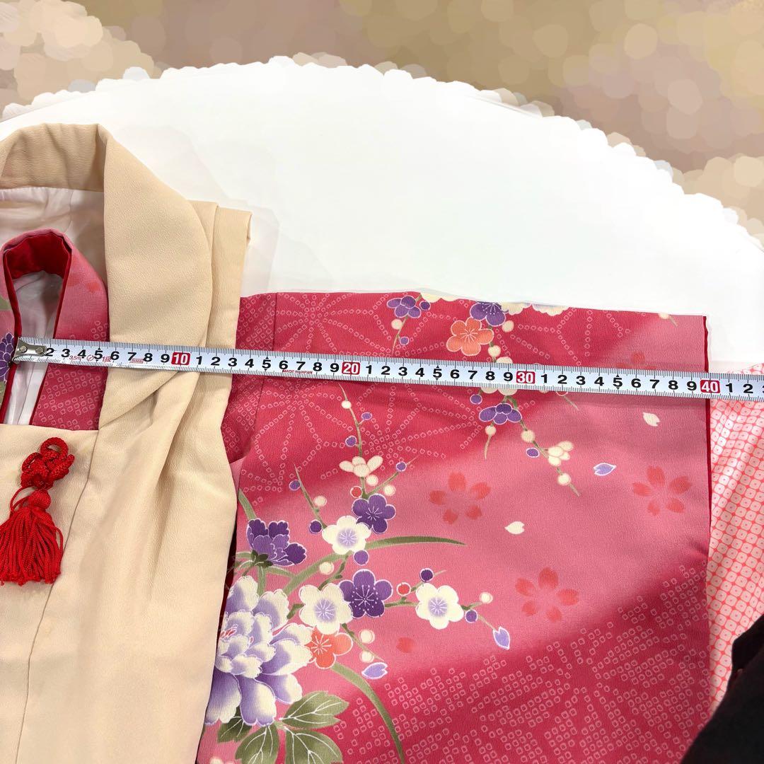 ピンク 花柄刺繍 被布 着物 長襦袢半衿付き 3歳 七五三
