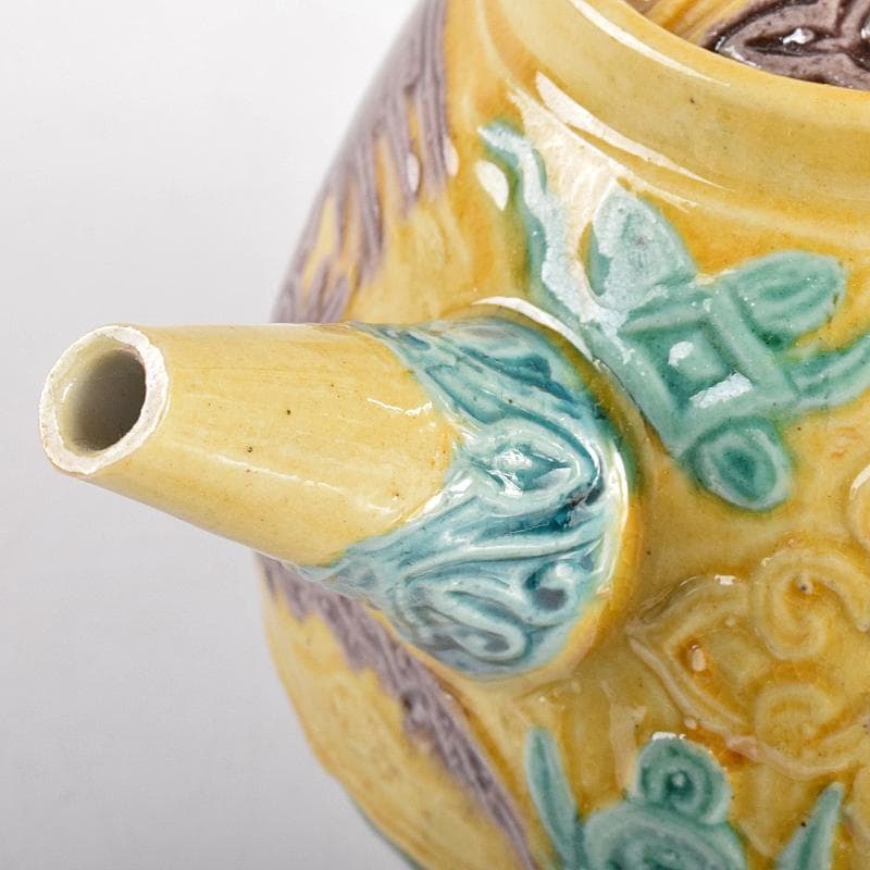 煎茶道具　平安桂窯　篁月作　交趾手鳳凰文　急須　茶壷　共箱　D　R5045