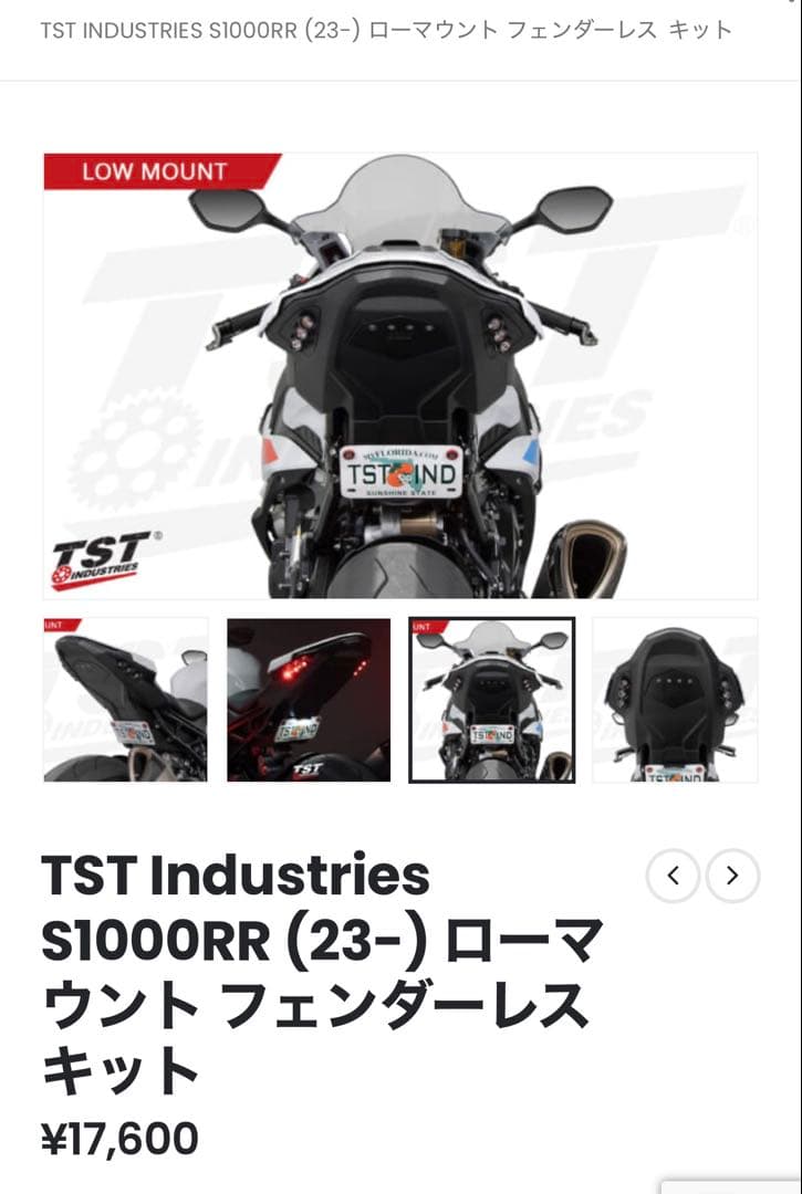 TST Industries S1000RR フェンダーレスキット