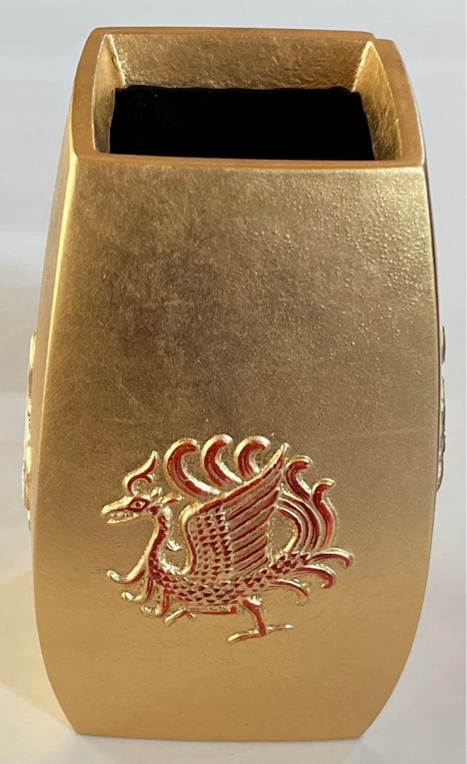 【風水ー四神獣花器】 金箔　鬼門除　台座　陰陽道 方位学　解説書付　希少品