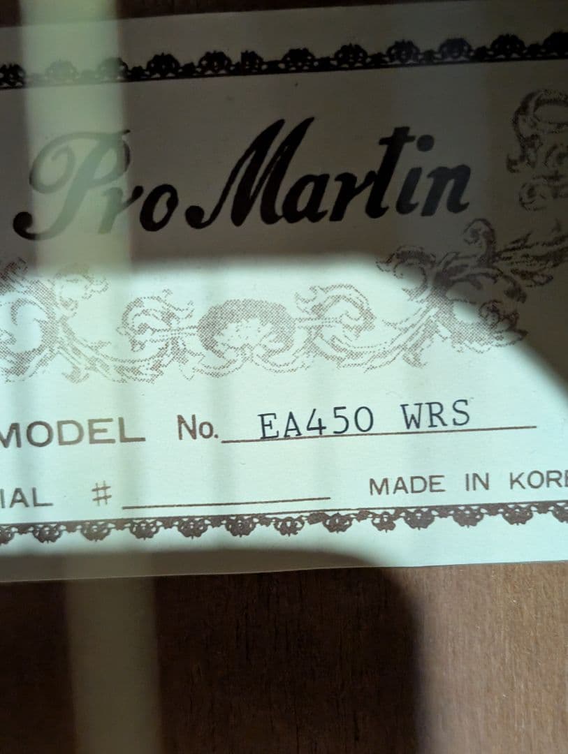 美品/良音/ProMartin　EA450WRS 純正エレアコ　弦低め　弦新品