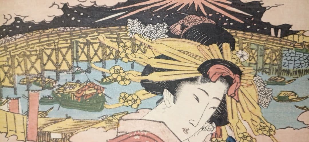 浮世絵版画、東都名所両国橋之涼、渓斎英泉画、文化後期～文政出版