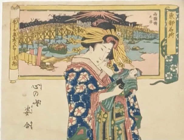 浮世絵版画、東都名所両国橋之涼、渓斎英泉画、文化後期～文政出版