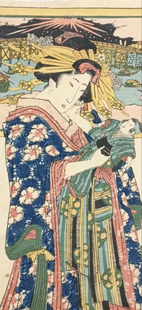 浮世絵版画、東都名所両国橋之涼、渓斎英泉画、文化後期～文政出版