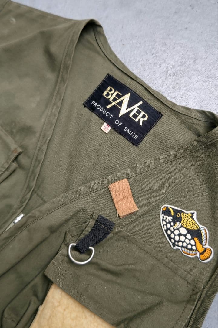 BEAVER／SMITH フライフィッシングベスト オリーブ【M】ヴィンテージ