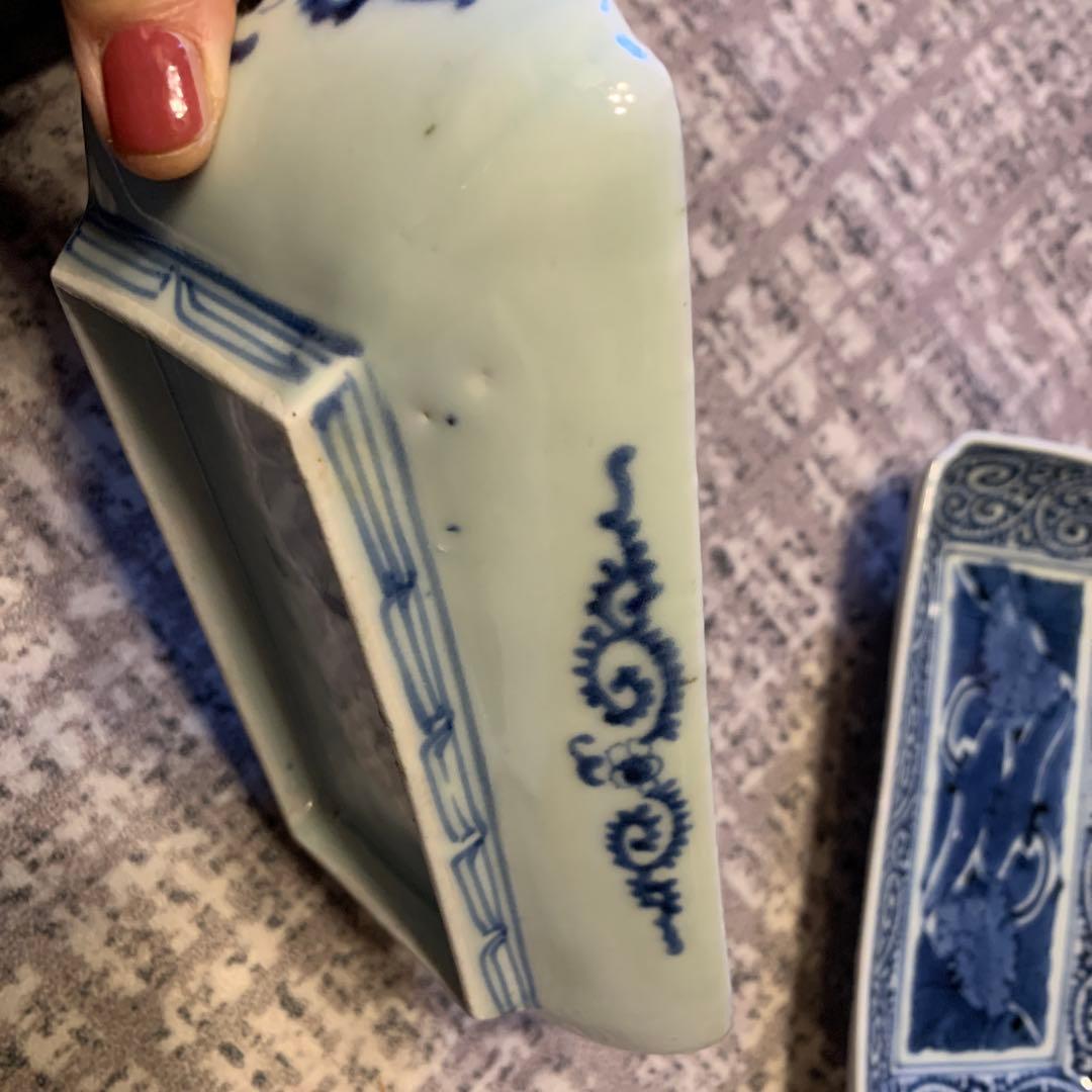 蛸唐草　牡丹　長皿　二枚