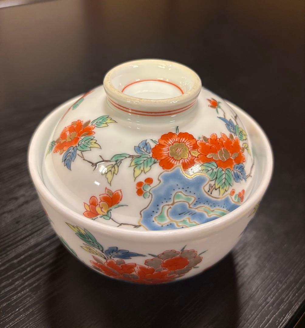 有田焼彌左衛門窯　金彩　蓋つき煮物椀 5個セット
