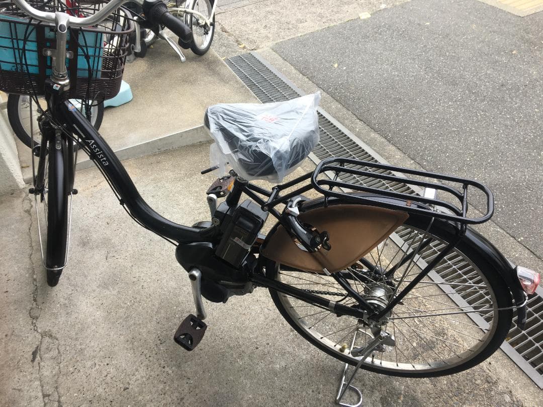 地域限定送料無料　アシスタ　12,3AH　子供乗せ　黒　神戸市　電動自転車