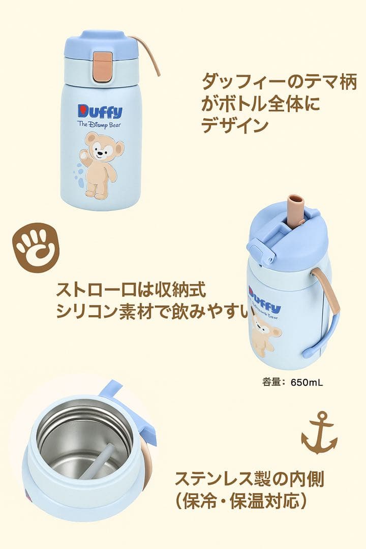 【最新☆正規品】シェリーメイ　ストロー付水筒　650ml 上海ディズニー