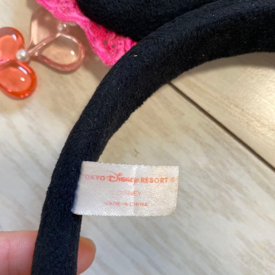 ミニーマウス ドット イヤリング カチューシャ 水玉 ピンク