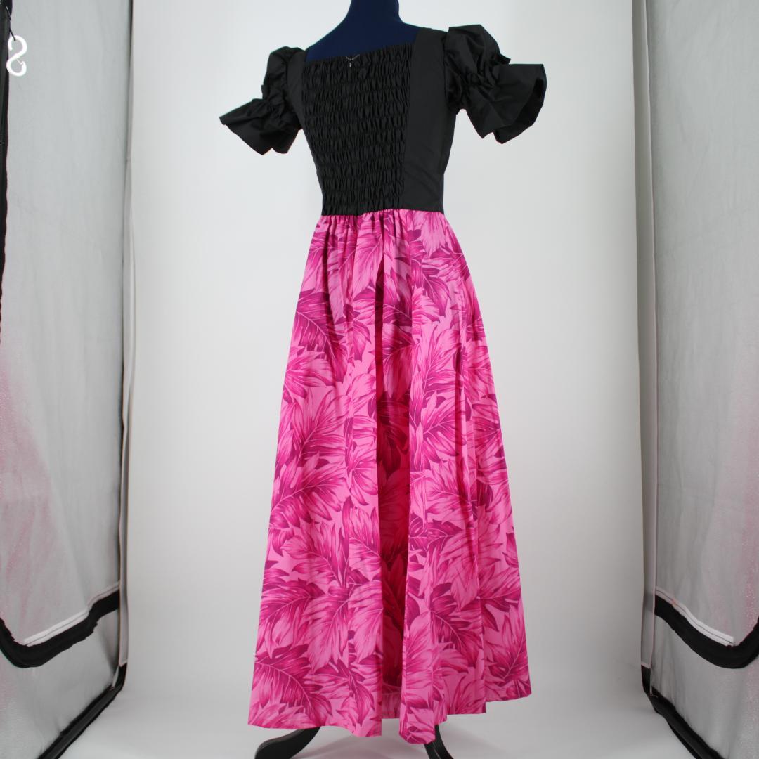 【美品 日本製 フラダンス衣装】ピンク MermaidLine ワンピース 黒