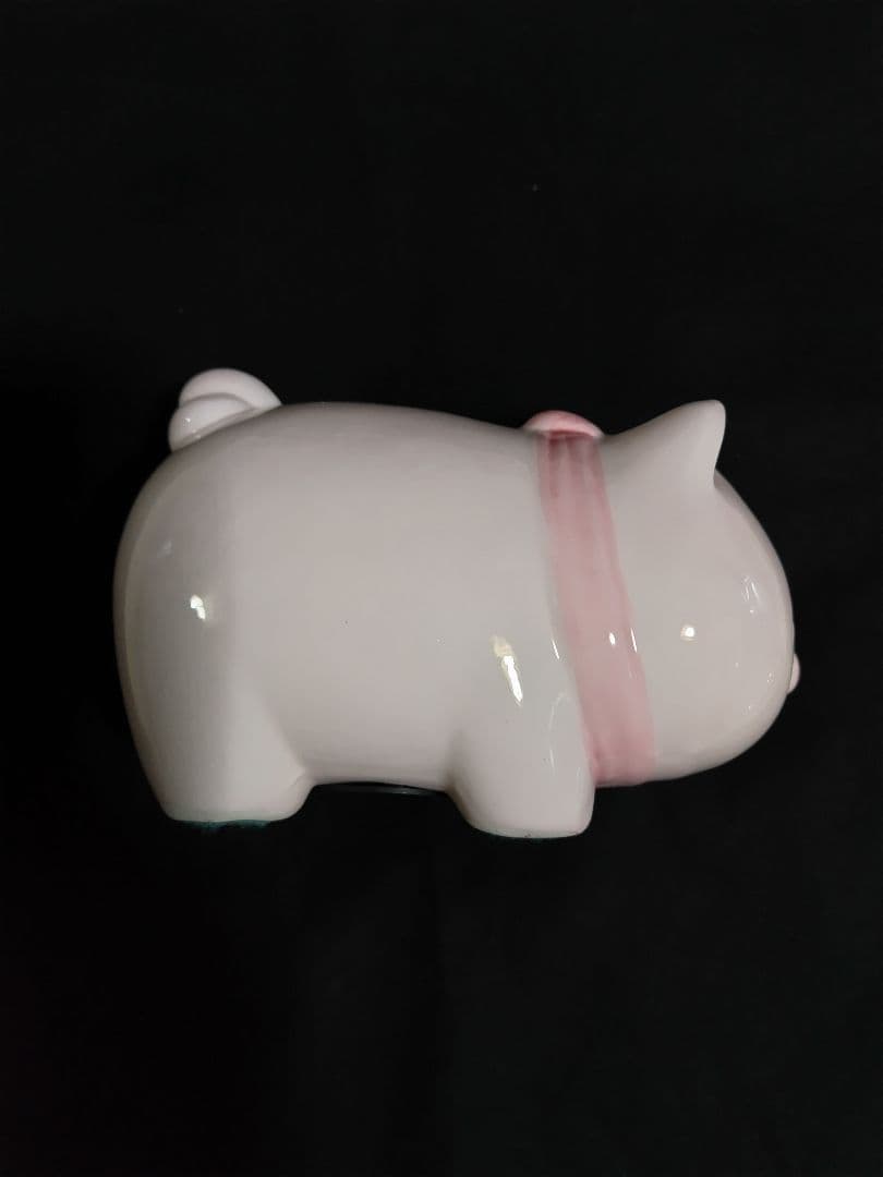 美品レトロ貴重　キティちゃん豚の 陶器貯金箱 ピンクのお花