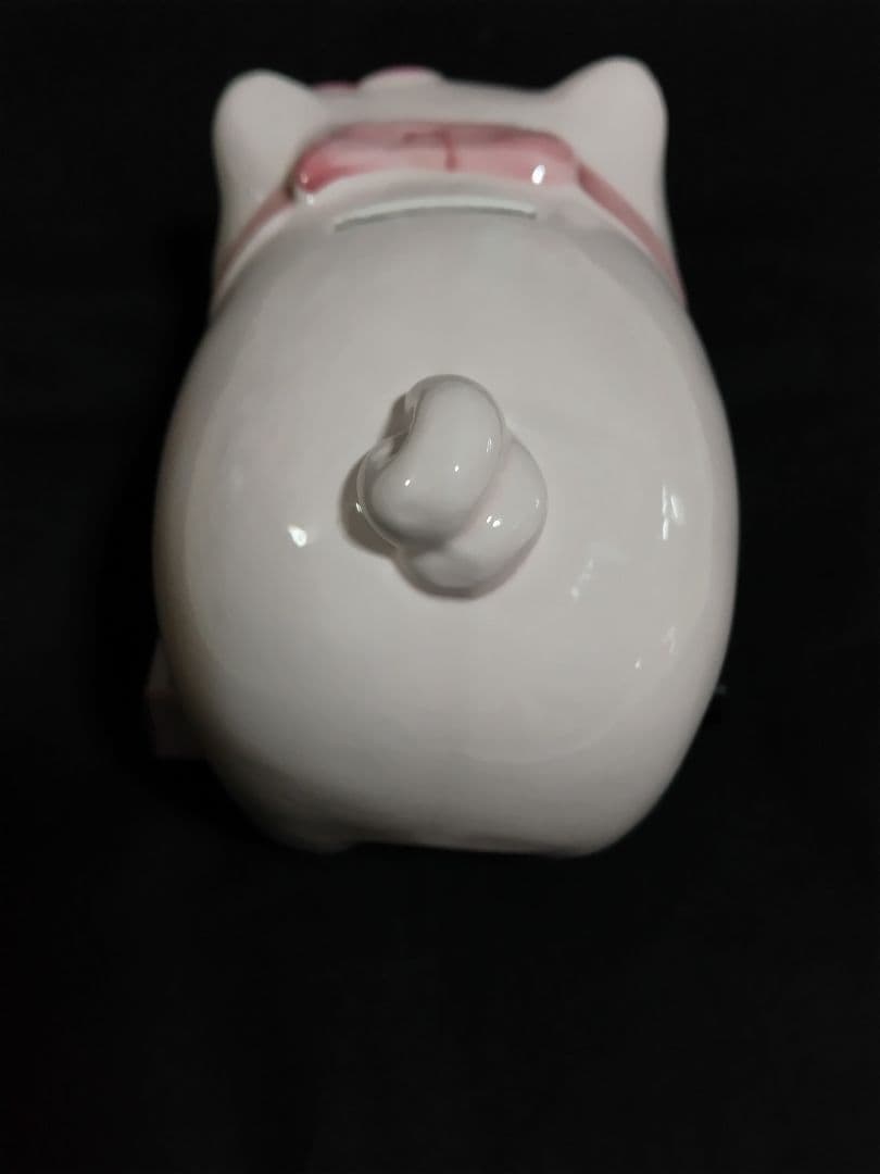 美品レトロ貴重　キティちゃん豚の 陶器貯金箱 ピンクのお花