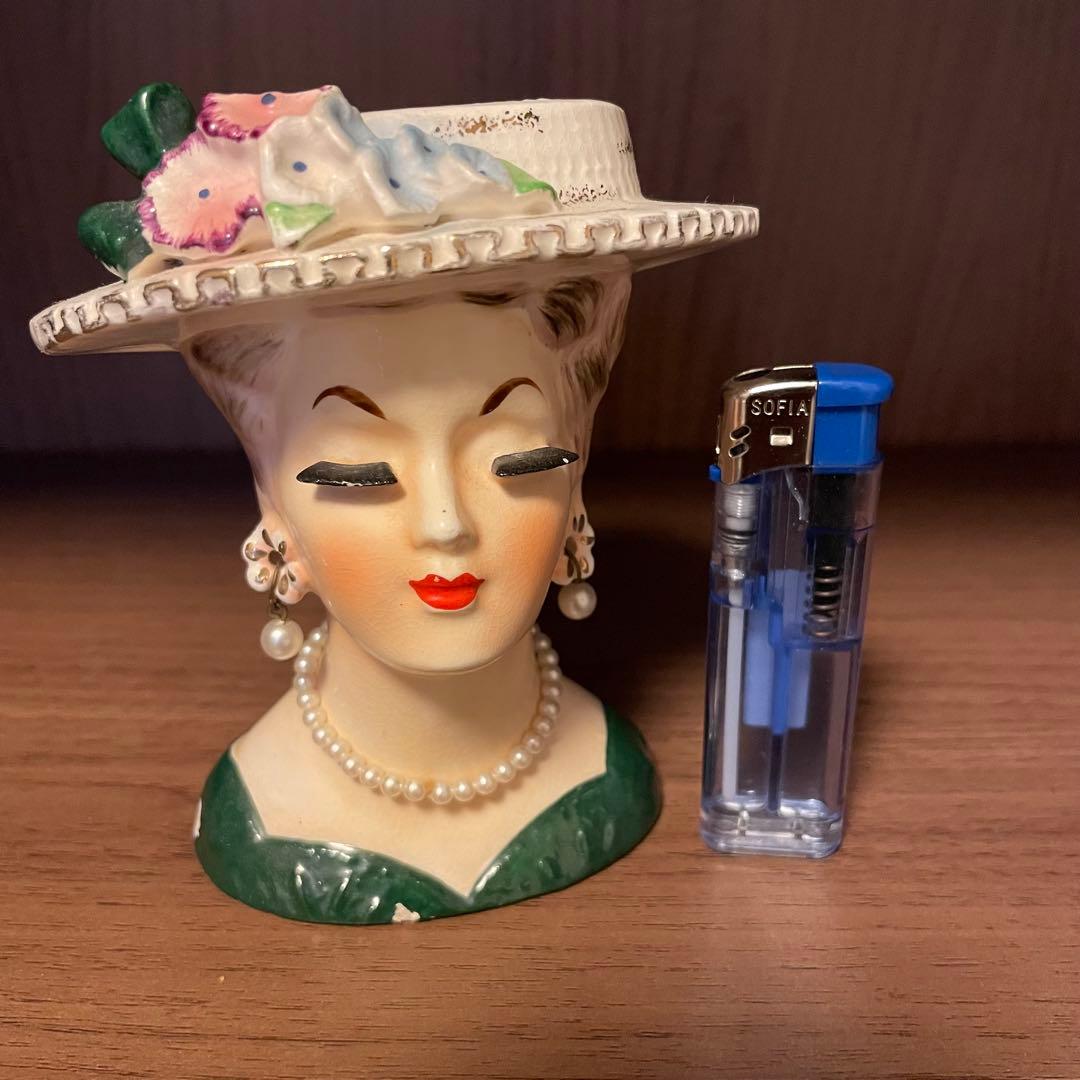 レディ　ヘッドベース　花瓶　フラワーベース　ビンテージ　ロカビリー　陶器