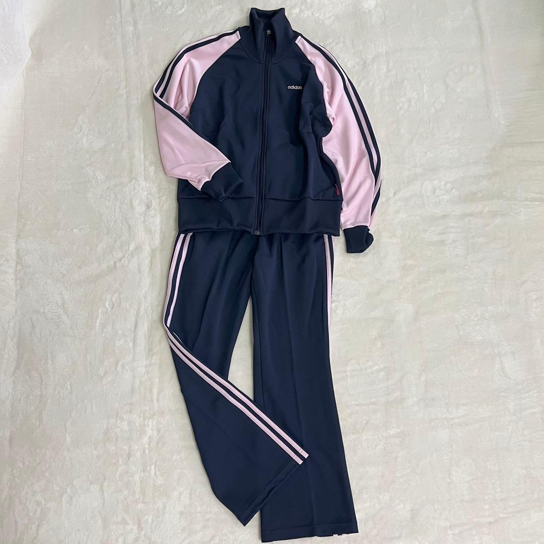 新品　adidas ジャージ上下セット ネイビー/ピンク　mサイズ　タグ付き