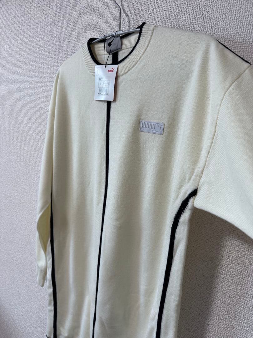 PUMA 長袖ラインワンピース　ホワイト/S