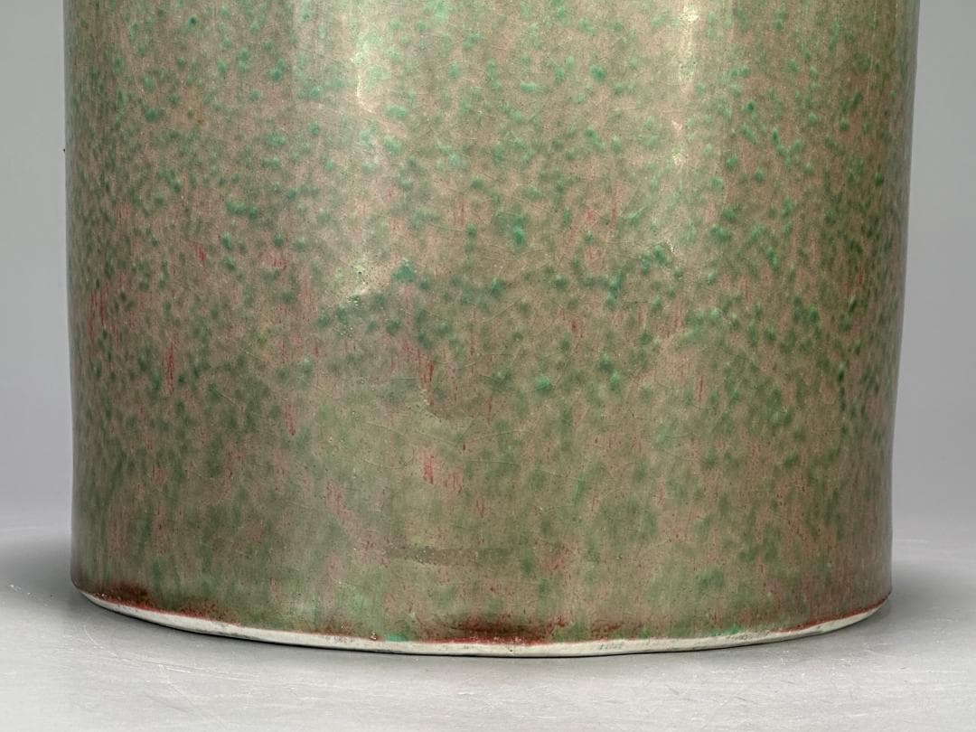 M23-3S12 中国美術　清時代　茶道具　窯変釉水指　書道具筆海　筆筒　唐物