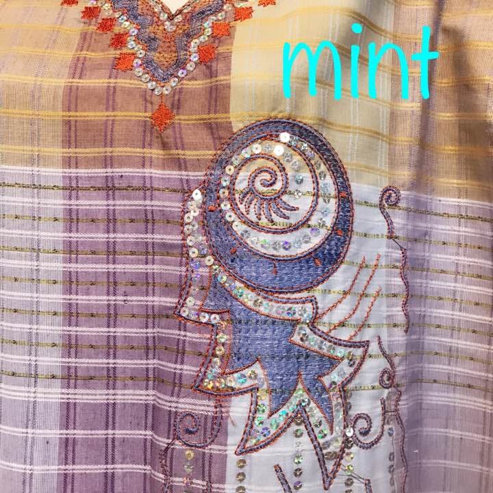 ガラベーヤ 薄いパープル×刺繍