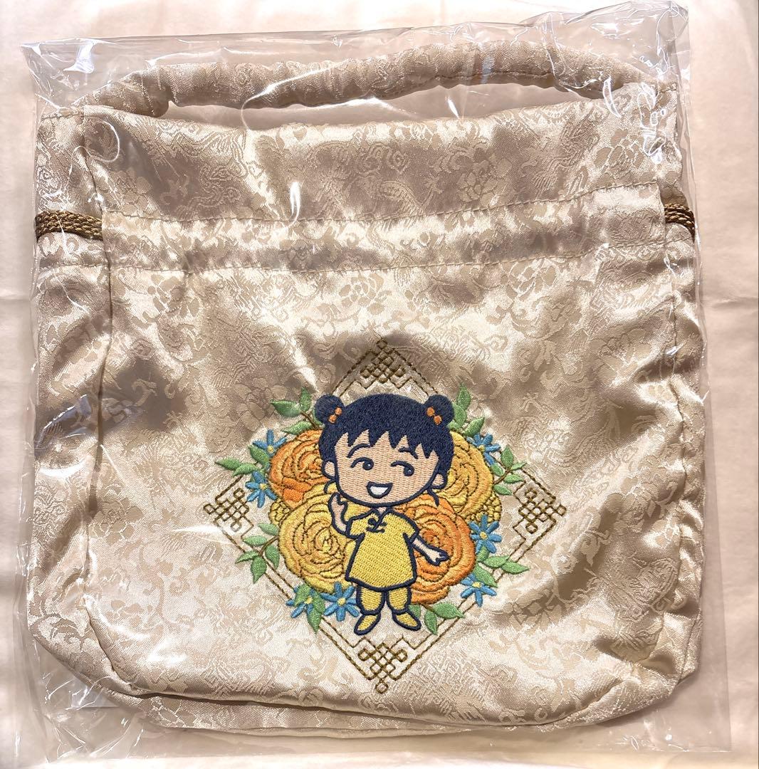 ちびまる子ちゃん MARUKO楼 サテン巾着バッグ ステッカー シール