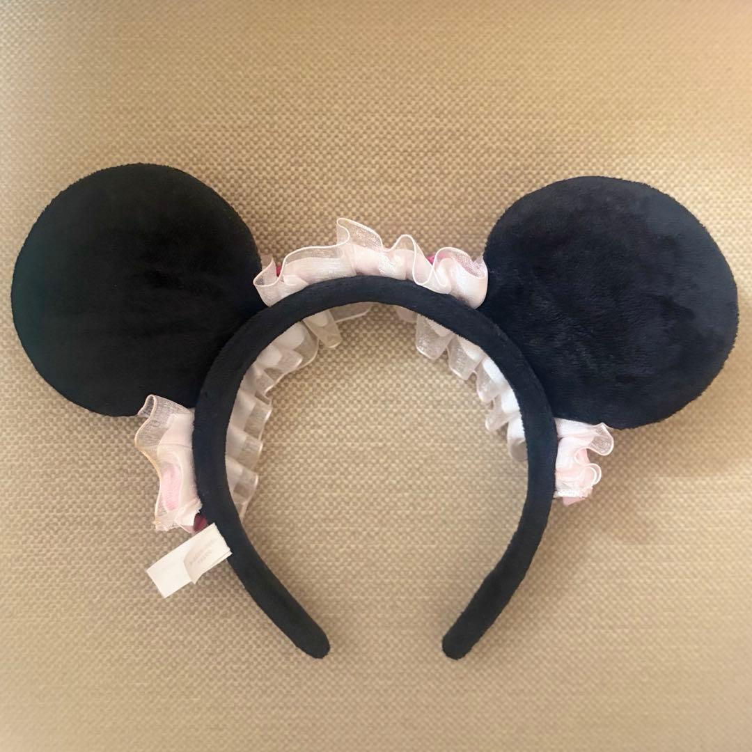 ミニー 薔薇 レース カチューシャ ディズニー 黒 ピンク