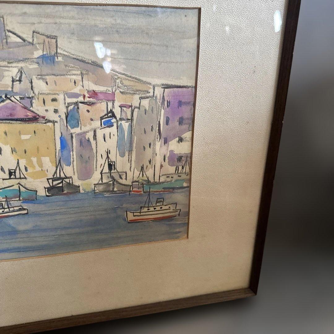 ヴィンテージ水彩画 Marseille 1957 H. Oginuz