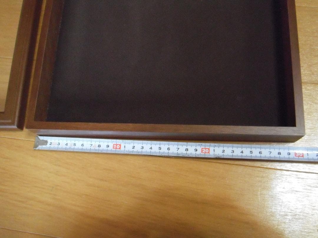 【中古】上質木製ディスプレイ ショーケース ２段重ね ガラス蓋 ３０cm角