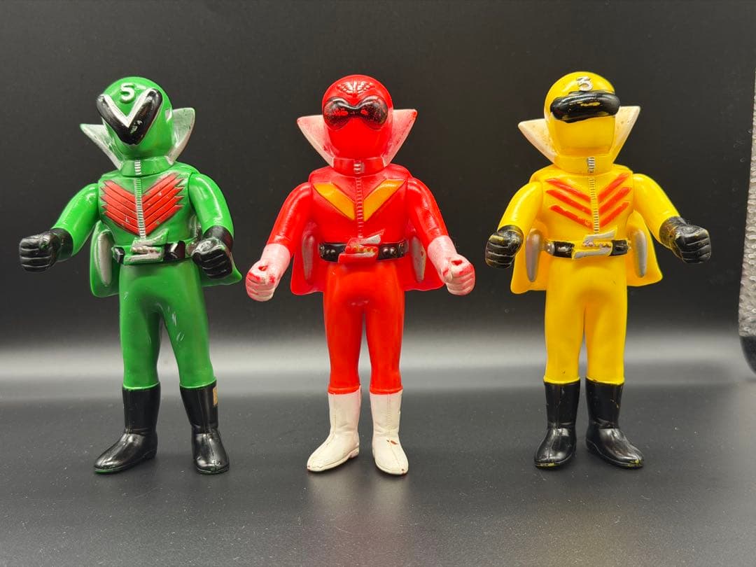 当時物 ポピー ゴレンジャー ソフビ 3体セット アカ キ ミド 昭和　 希少