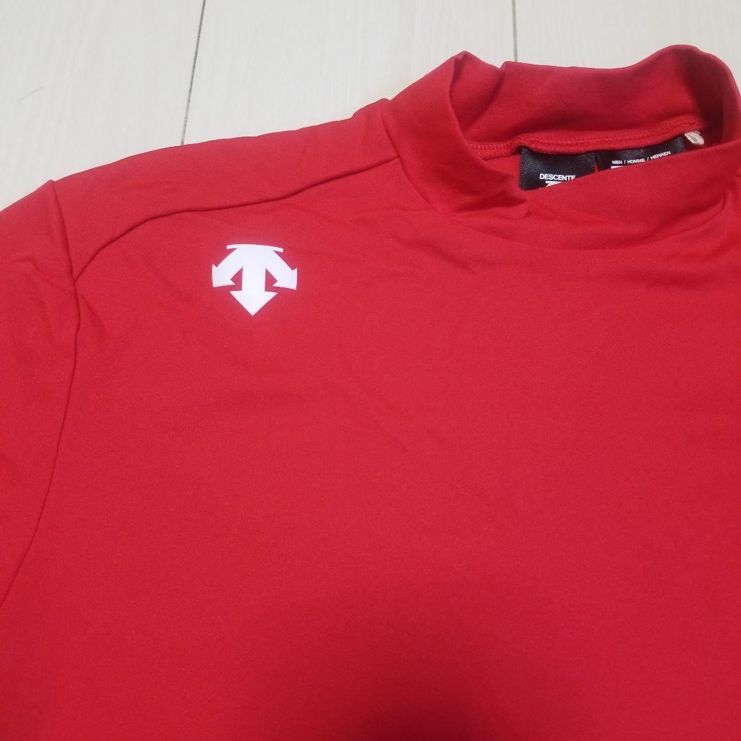 【美品】デサントゴルフ モックネックシャツ M 赤 完売モデル ストレッチ
