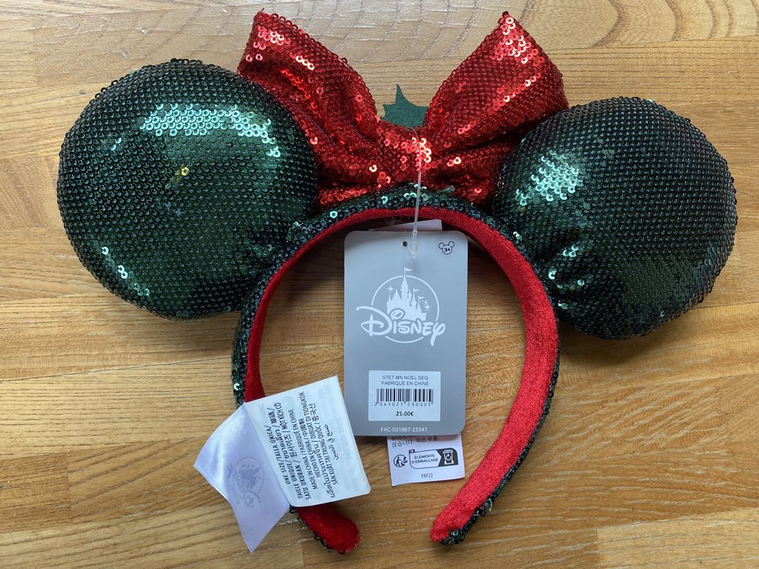 新品未使用 DisneylandParisクリスマス スパンコール カチューシャ