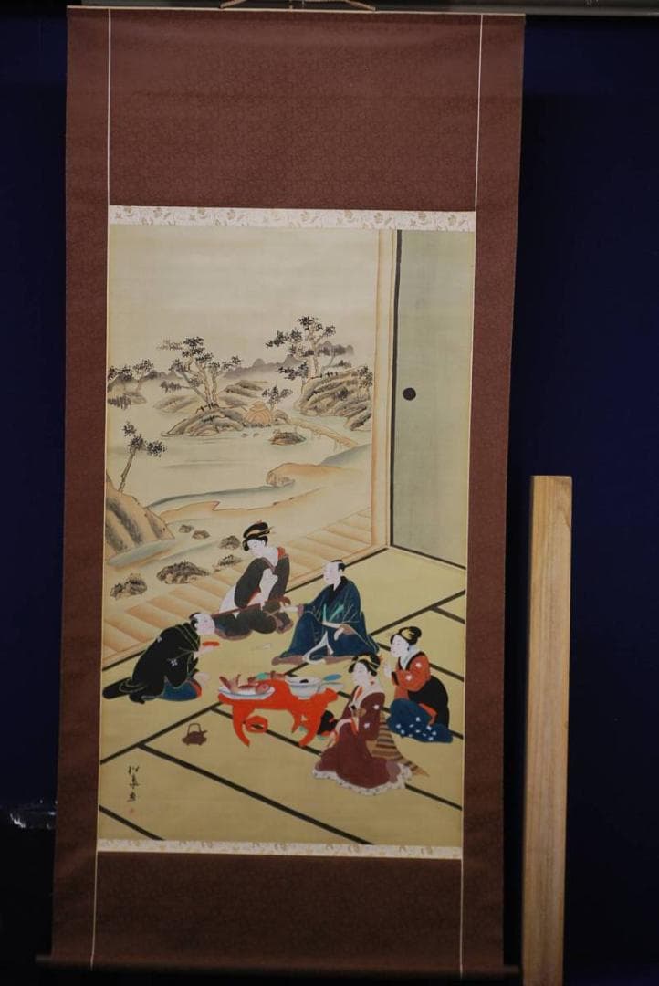 模写/松泉/宴会図/大幅/布袋屋掛軸HD-455