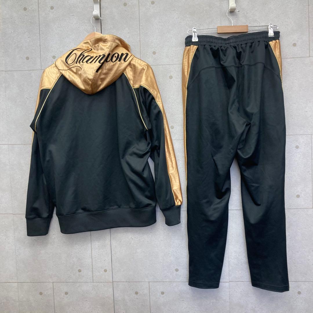Champion チャンピオン ジャージ 上下 セットアップ 黒金 刺繍ロゴ O