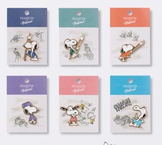 ぜんぶ北斎のしわざでした展　PEANUTS ピンバッジ　コンプリート