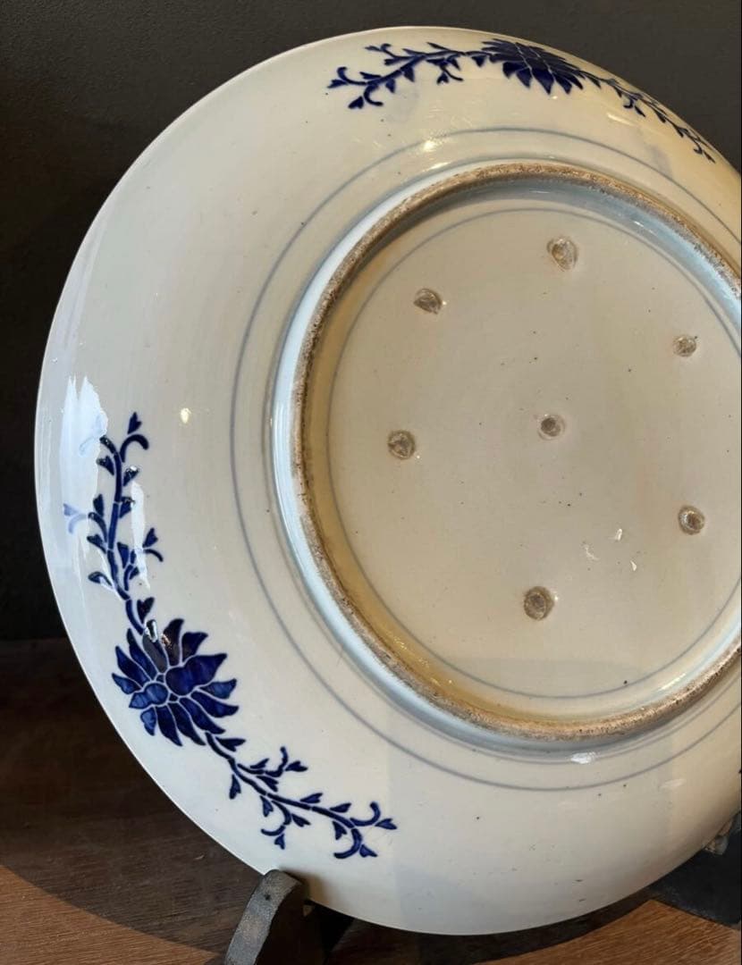 古伊万里 染錦 花図 大皿 骨董 飾皿 色絵