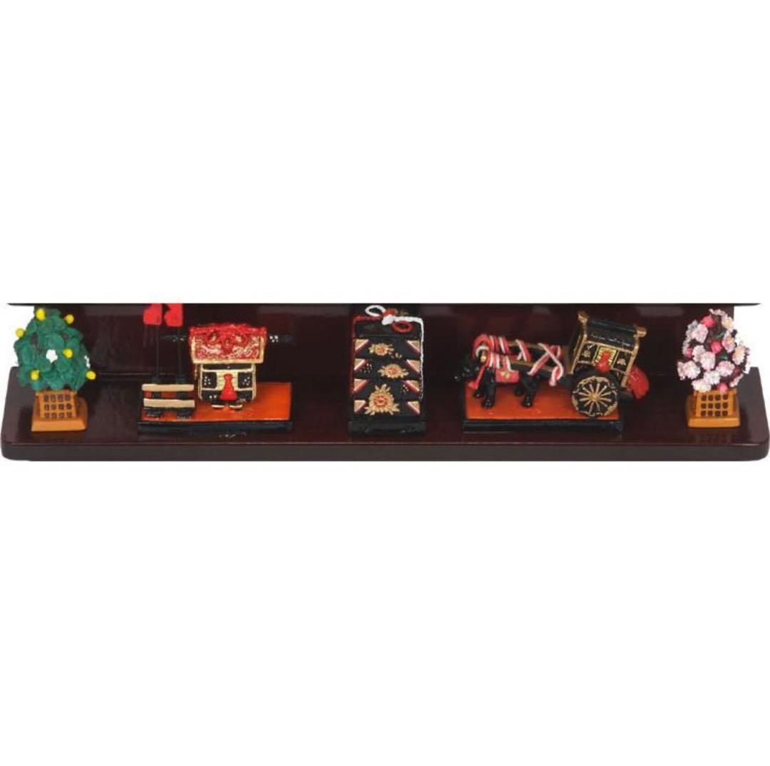 値下げ中！ミニ雛人形 三段十人飾り 茶 ケース付き 【全て新品未開封】