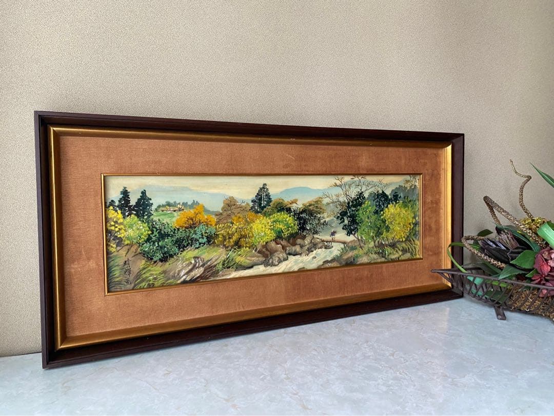 額縁 インテリア 日本画 山 川 絵画