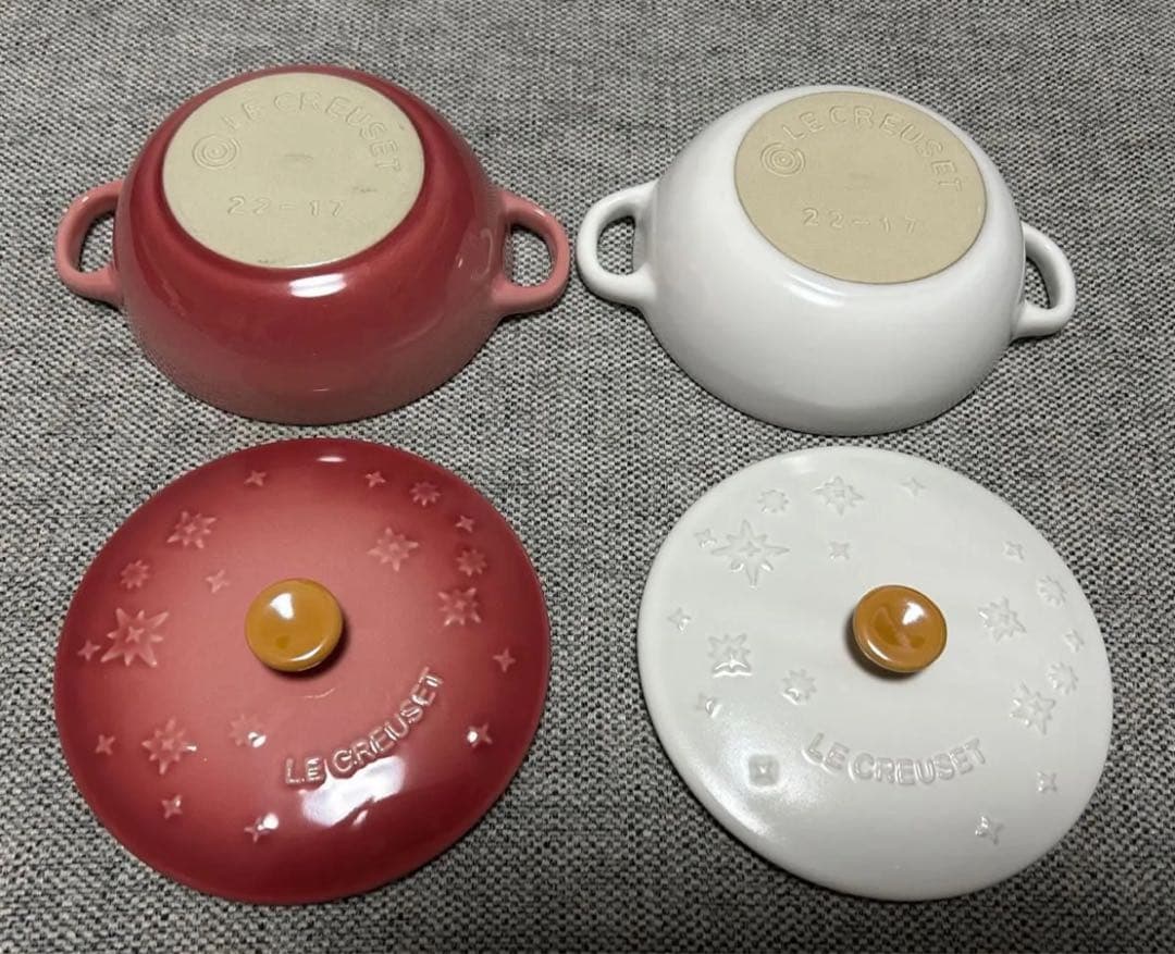 ル・クルーゼ ミニマルミット　12cm ローズクォーツ＆コットン　ペアセット