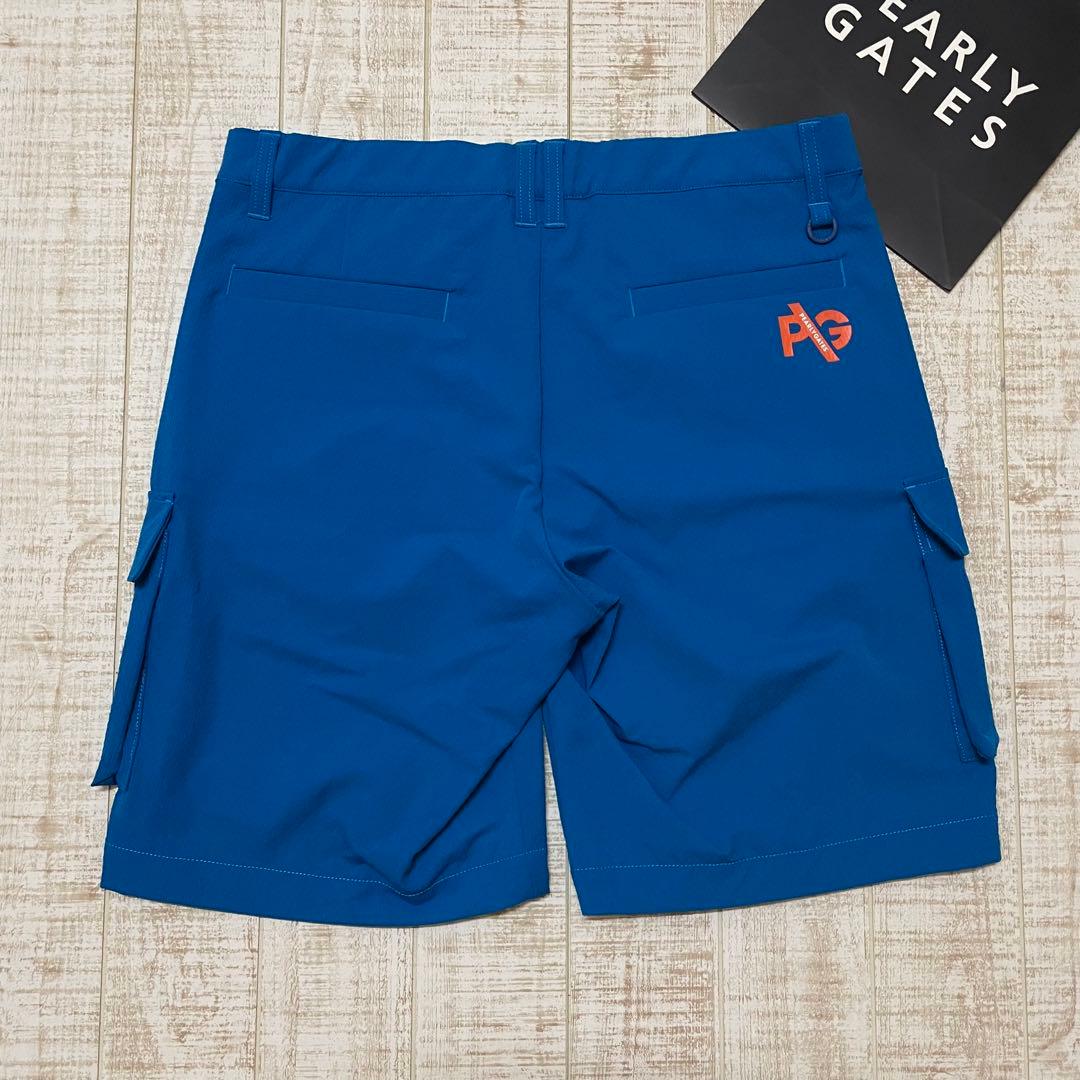 新品 パーリーゲイツ ハーフパンツ ロゴテープ ブルー Mサイズ（4）
