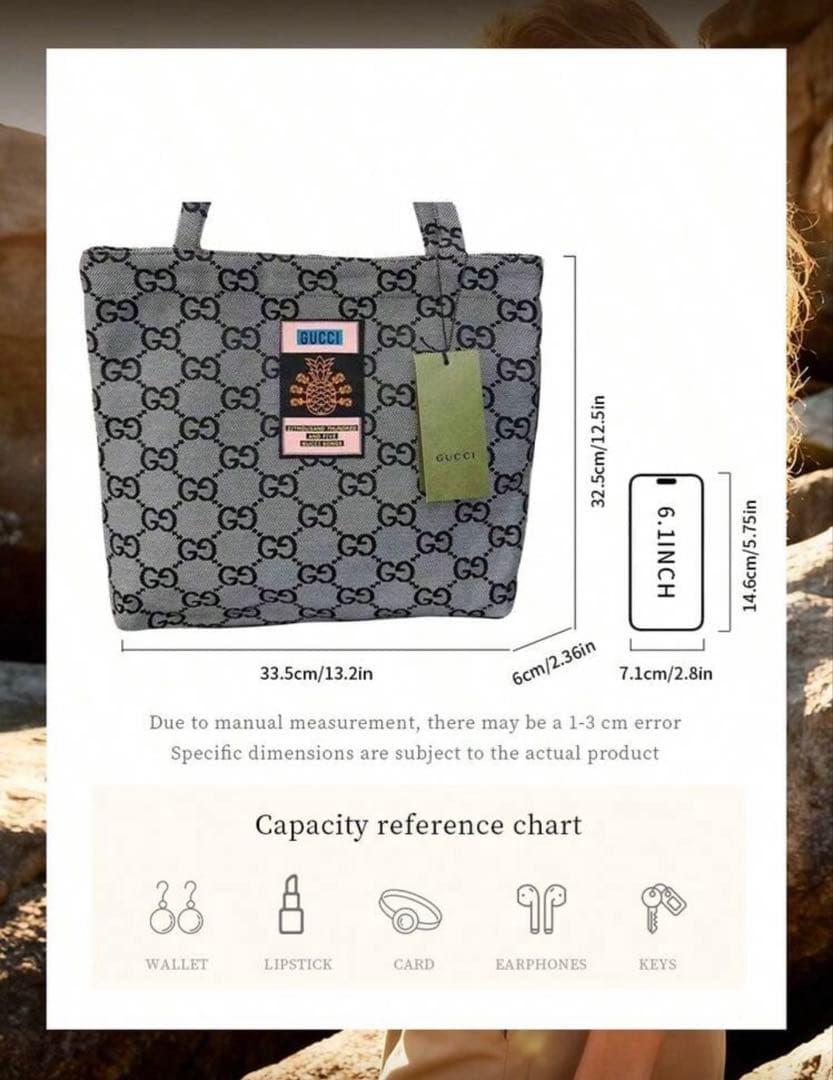 GUCCIロゴキャンバストートバッグ ノベル ティー
