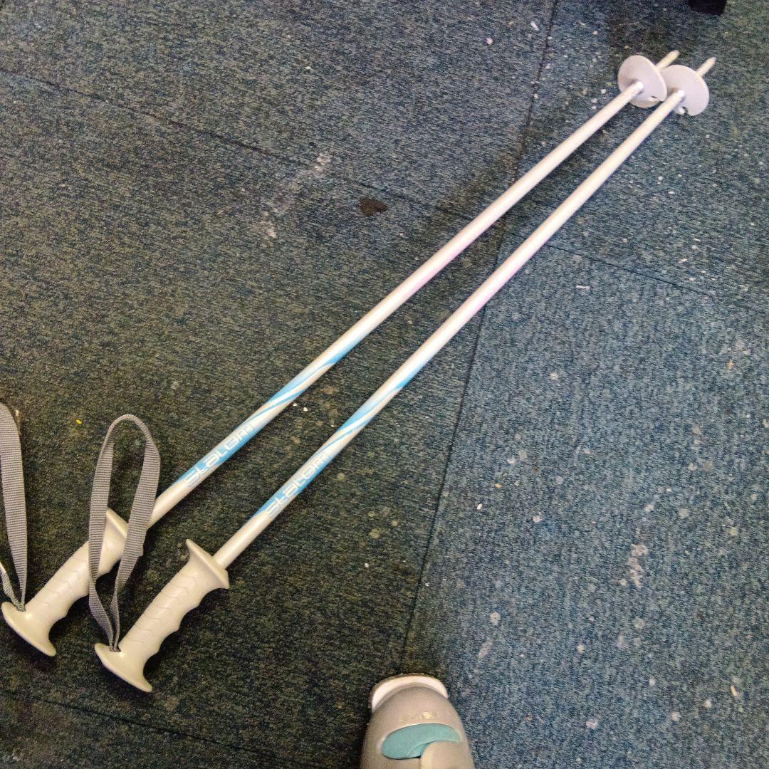 メンテナス済 子供 スキー110cm/靴19cm ストック付