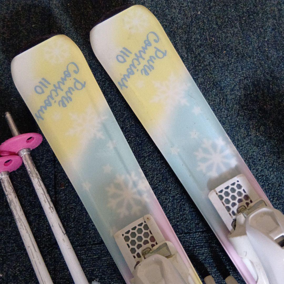 メンテナス済 子供 スキー110cm/靴19cm ストック付