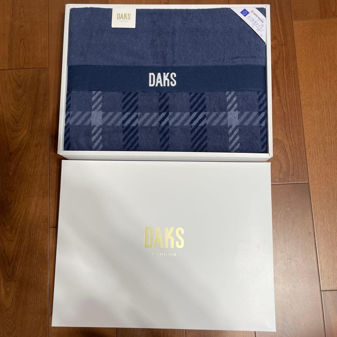 DAKS Newロゴハウスチェック タオルケット ネイビー 5049100-NB