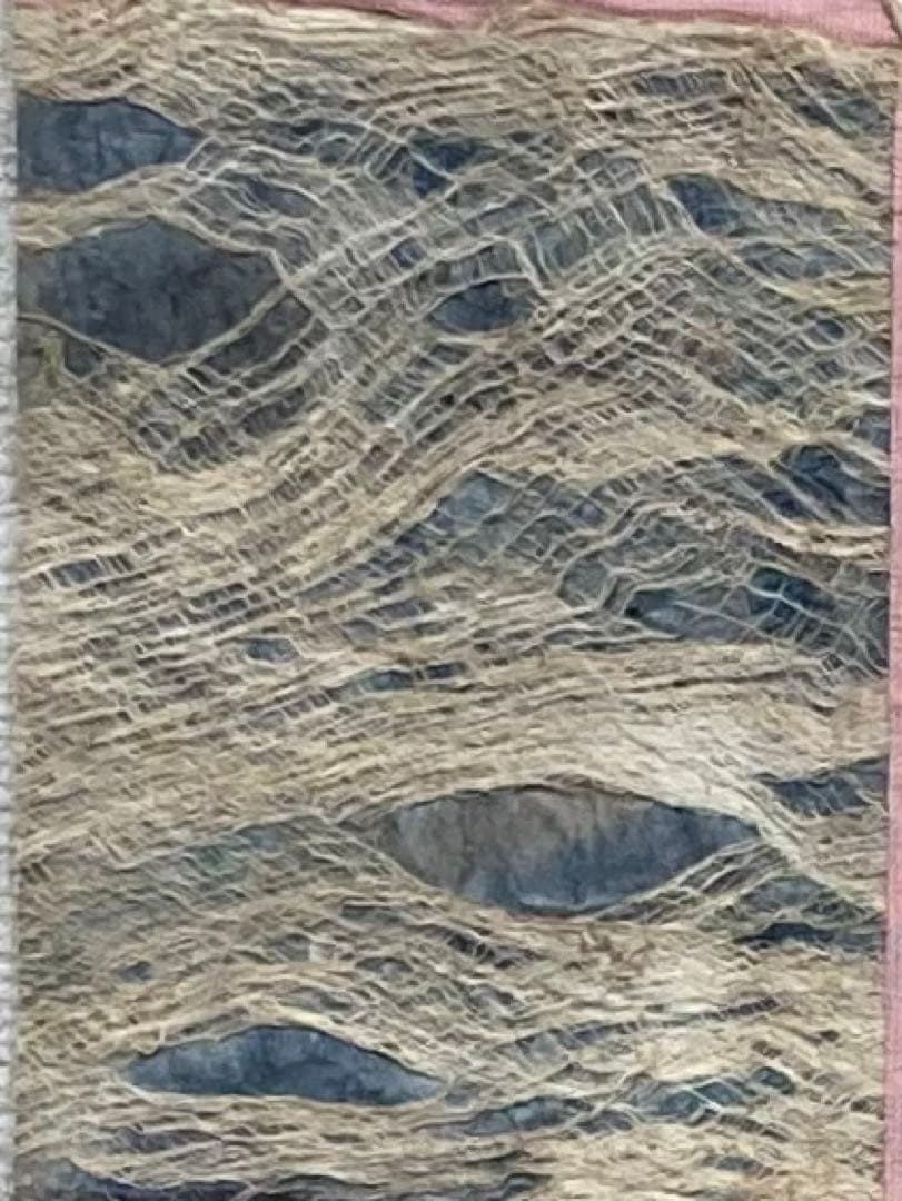 B155s  寒山拾得図  壁飾り　治海画　麻布　掛軸様式　彩墨画　布和紙表装