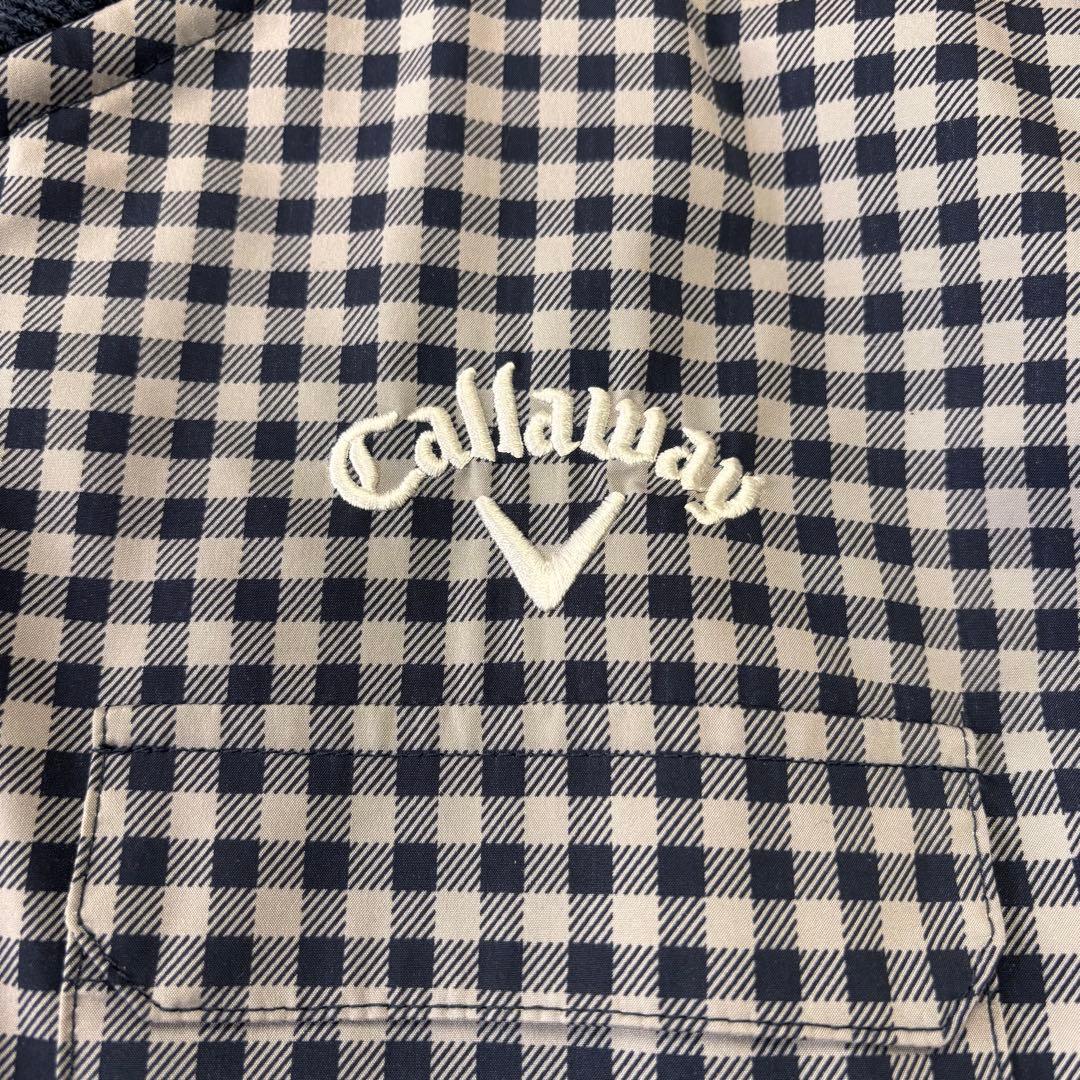 美品/3L Callaway ニットジップアップジャケット チェック ゴルフ