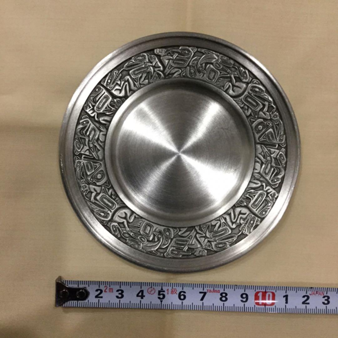 新品未使用　ビンテージ　カナダ 先住民 ピューター 小皿 11.8cm