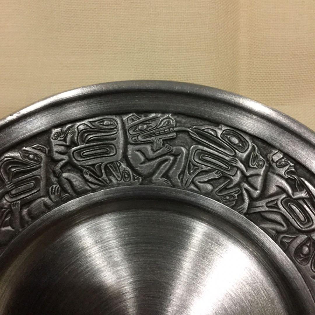 新品未使用　ビンテージ　カナダ 先住民 ピューター 小皿 11.8cm
