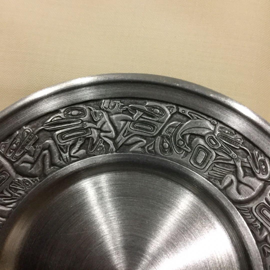 新品未使用　ビンテージ　カナダ 先住民 ピューター 小皿 11.8cm