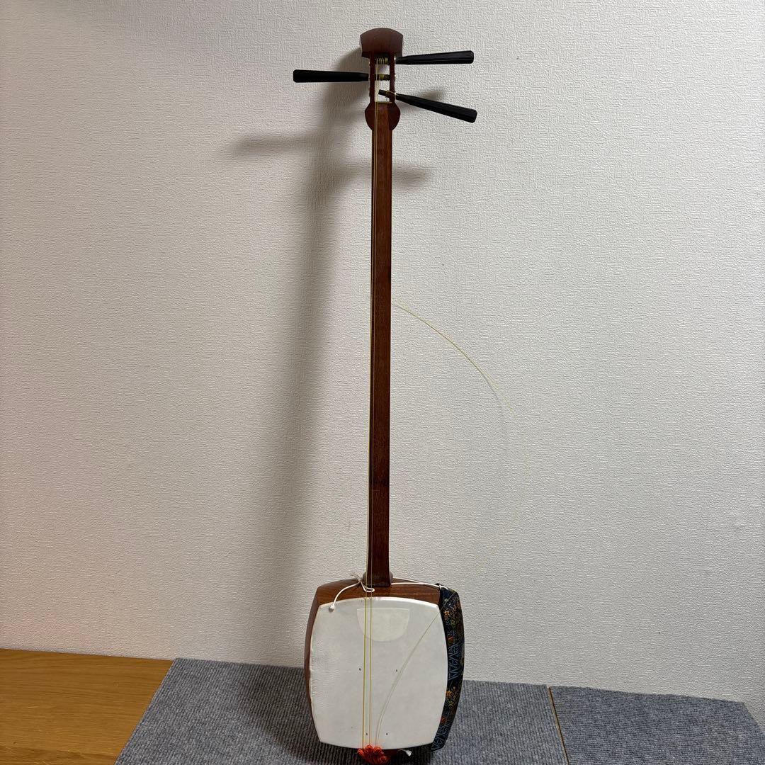 三味線 中棹 人工皮 丸打胴 破れ有 和楽器