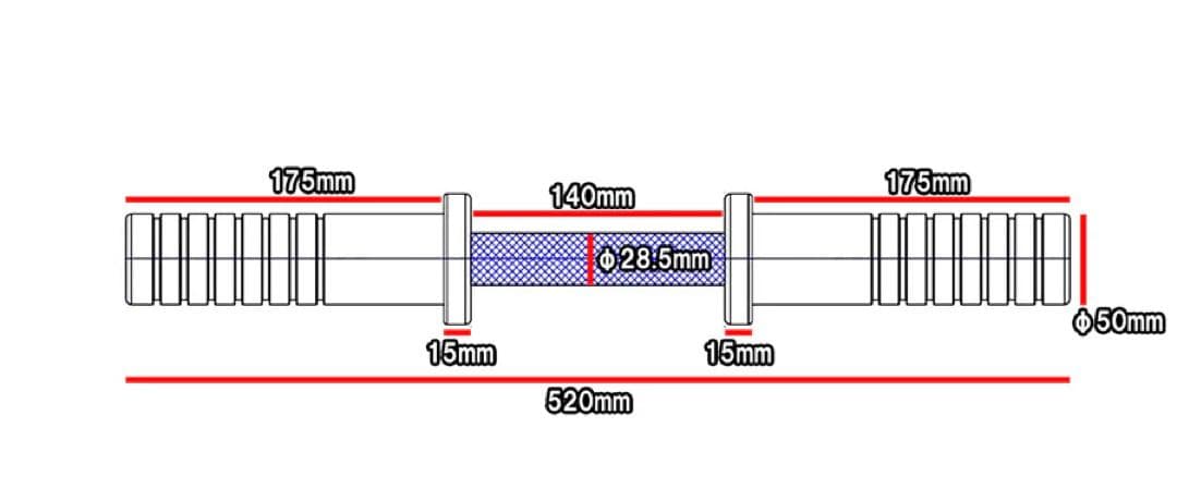 GYMWAY ダンベルシャフト 28.5mm＆カラー ロシアンダンベルシャフト
