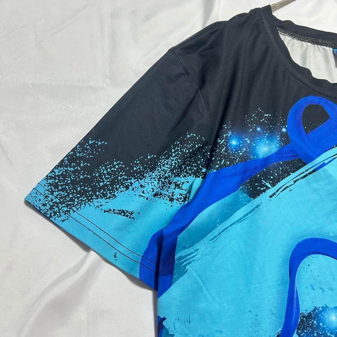 ルーズフィット半袖Tシャツ 波模様　スポーツウェア ユニセックス　a2457